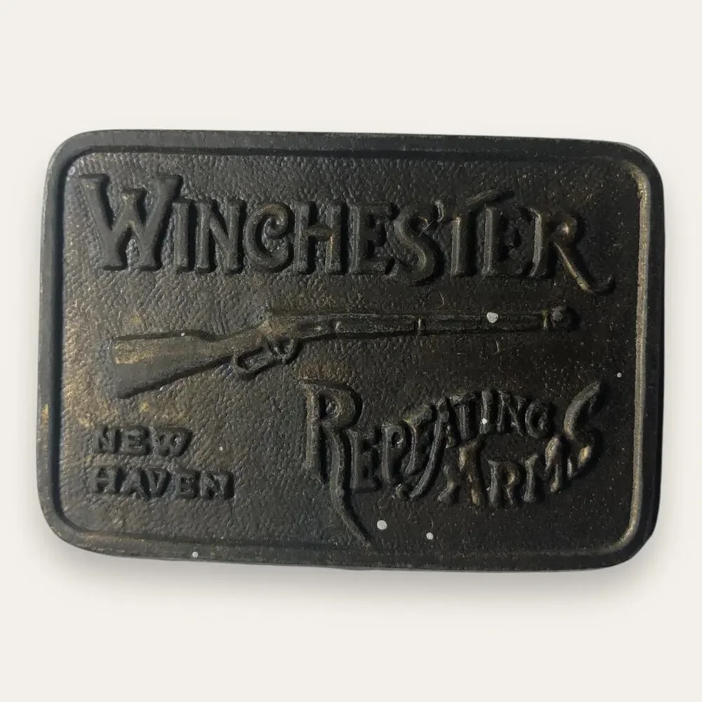 Vintage 1970s 70s Winchester Repeating Arms New Haven Belt Buckle Western